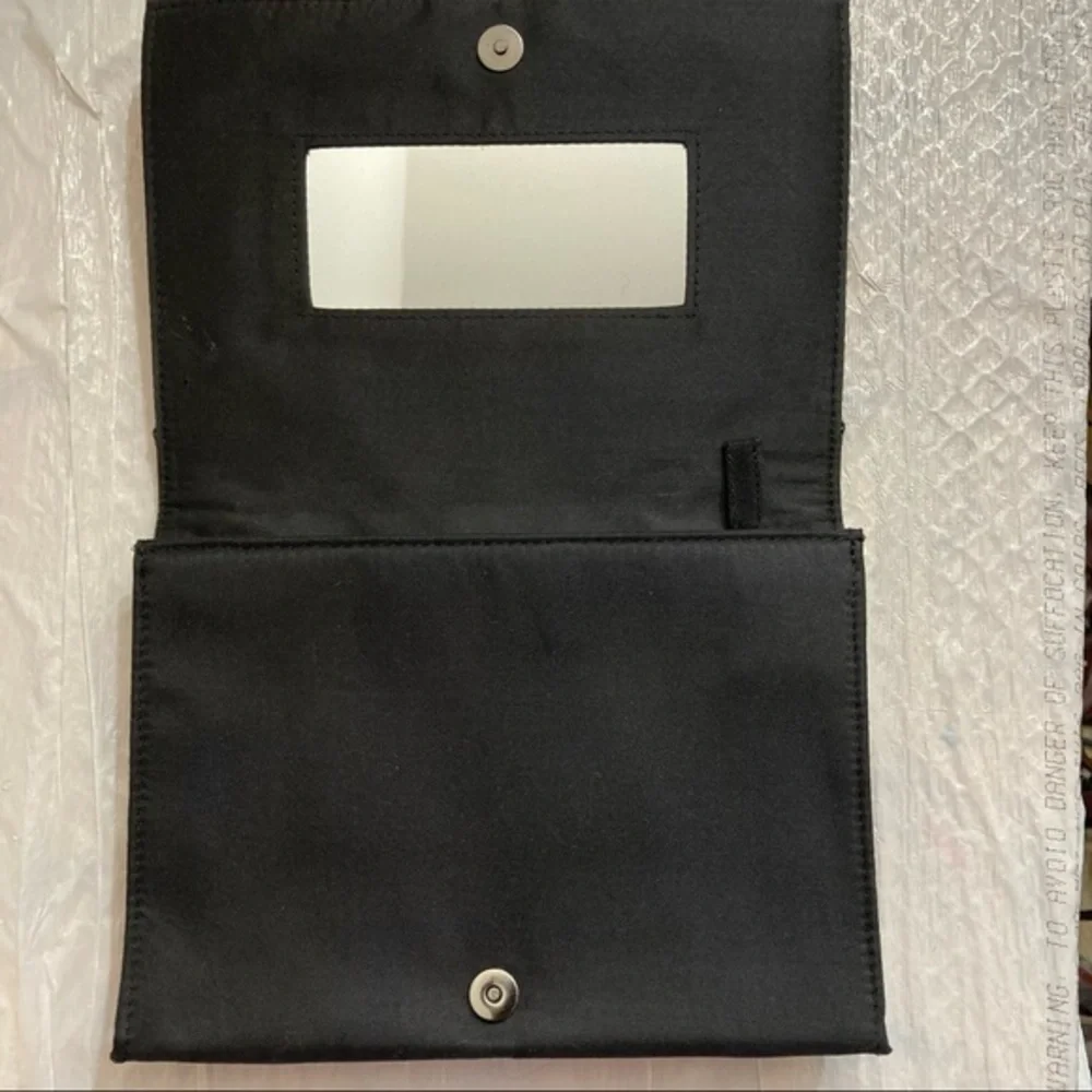 YSL YVES SAINT LAURENT black cosmetic bag with built in Mirror
